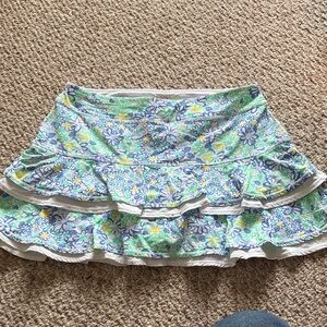 Lilly Pulitzer Blue and Green Floral Mini Skirt